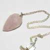 Handmade Natural Rose Quartz Faceted Pendulum for Healing Pagan Chain and Crystal Ball at end included.